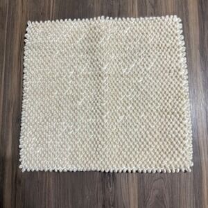 Pottery Barn Cream Wool Blend Textured Square Pillow Cover 20"x20" Scandinavian